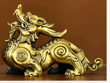 GOOD Southeast Asia Business booming Bring wealth money GOOD LUCK dragon PI XIU bronze mascot statue HOME SHOP Company