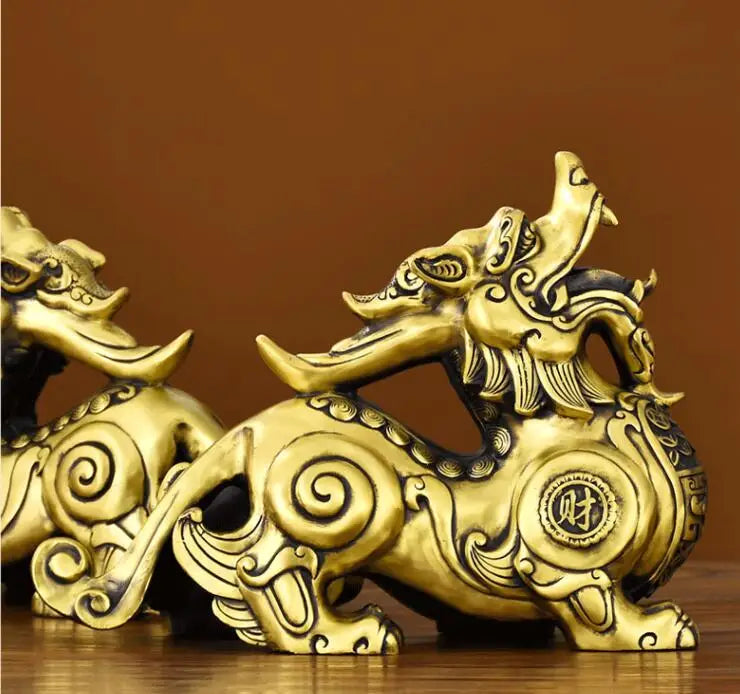GOOD Southeast Asia Business booming Bring wealth money GOOD LUCK dragon PI XIU bronze mascot statue HOME SHOP Company