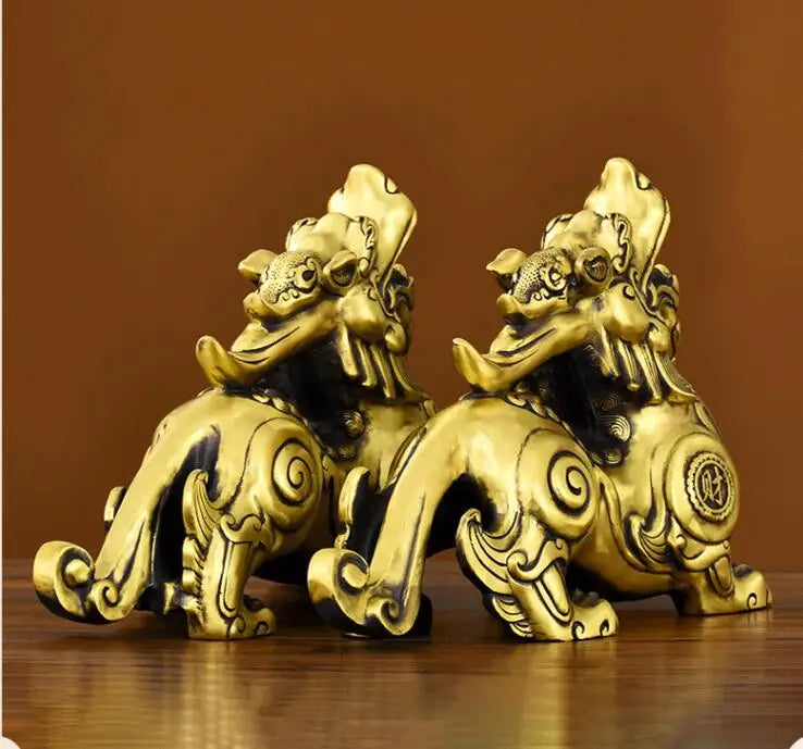 GOOD Southeast Asia Business booming Bring wealth money GOOD LUCK dragon PI XIU bronze mascot statue HOME SHOP Company