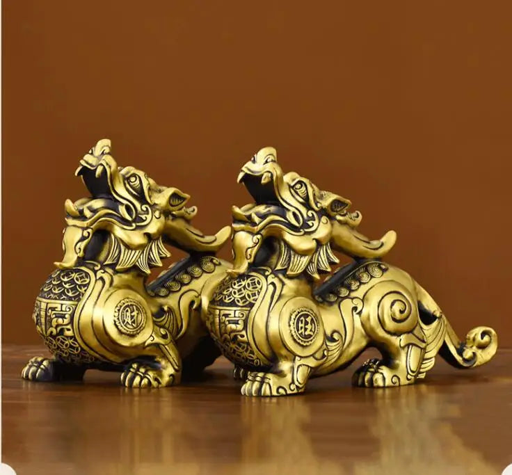 GOOD Southeast Asia Business booming Bring wealth money GOOD LUCK dragon PI XIU bronze mascot statue HOME SHOP Company