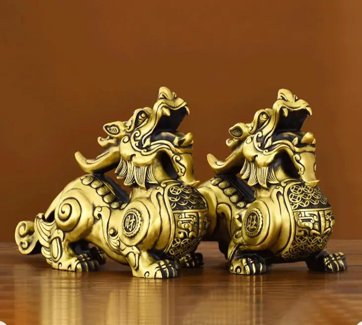 GOOD Southeast Asia Business booming Bring wealth money GOOD LUCK dragon PI XIU bronze mascot statue HOME SHOP Company