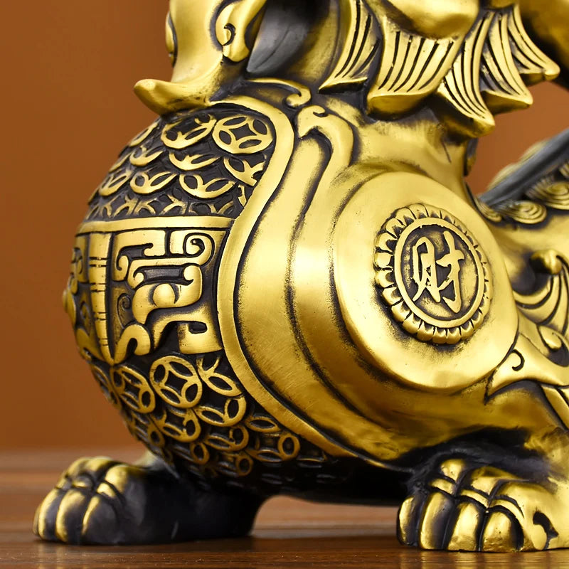 GOOD Southeast Asia Business booming Bring wealth money GOOD LUCK dragon PI XIU bronze mascot statue HOME SHOP Company