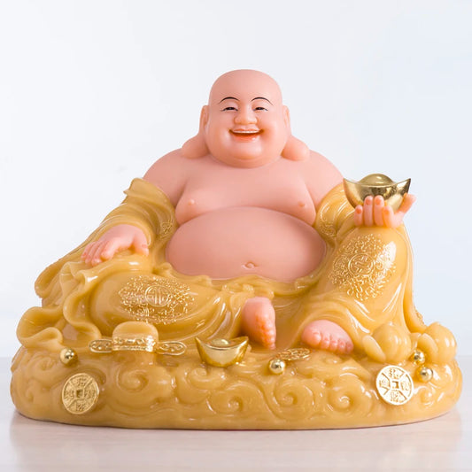 GOOD Southeast Asia high grade jade Good luck Maitreya God of wealth Mammon buddha statue Recruit wealth thriving business