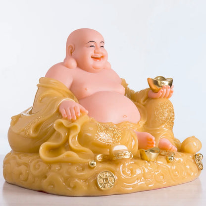 GOOD Southeast Asia high grade jade Good luck Maitreya God of wealth Mammon buddha statue Recruit wealth thriving business