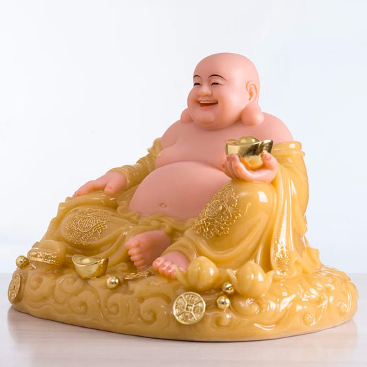 GOOD Southeast Asia high grade jade Good luck Maitreya God of wealth Mammon buddha statue Recruit wealth thriving business