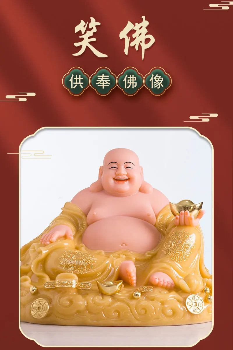 GOOD Southeast Asia high grade jade Good luck Maitreya God of wealth Mammon buddha statue Recruit wealth thriving business