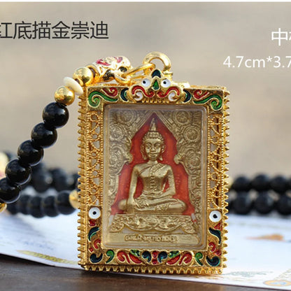 GOOD Thailand temple master Buddha card Effective CPendants bless family safe  good luck health bring wealth money
