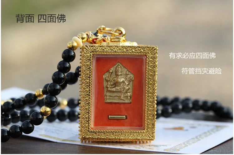 GOOD Thailand temple master Buddha card Effective CPendants bless family safe  good luck health bring wealth money