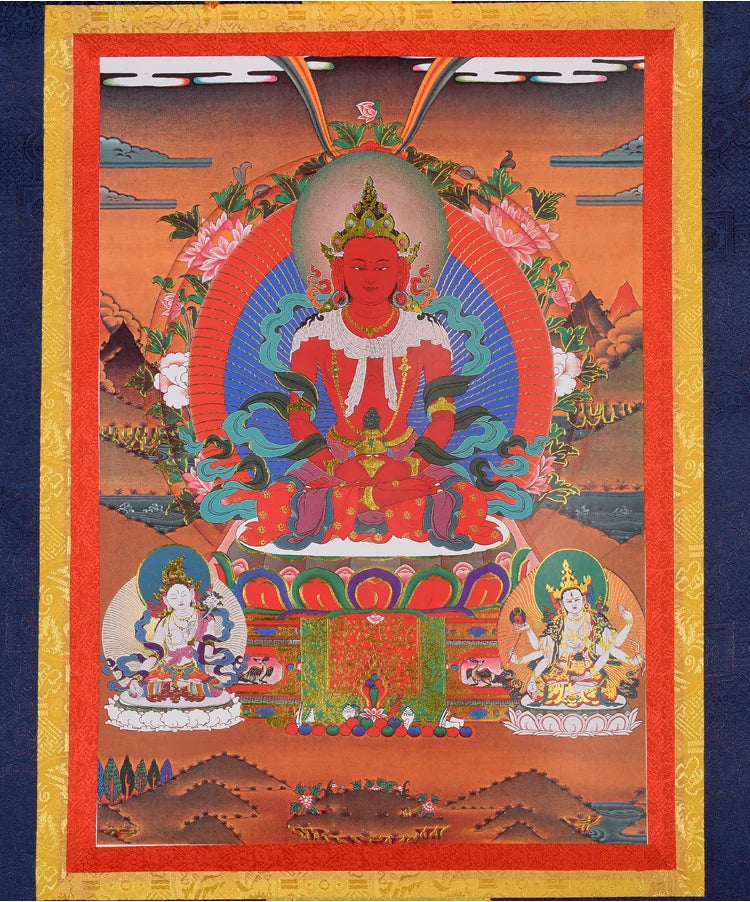 GOOD Thangka Tibet Buddhism HOME temple altar WALL Decor art  Amitayus Amitabha  Buddha Mandala Thang-ga Hanging painting