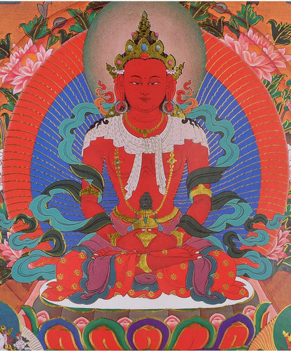 GOOD Thangka Tibet Buddhism HOME temple altar WALL Decor art  Amitayus Amitabha  Buddha Mandala Thang-ga Hanging painting