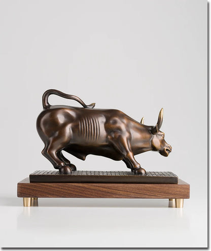 GOOD- Unique # stock market Money drawing Wall Street Charging Bull  Brass statue # home office auspicious efficacious Talisman