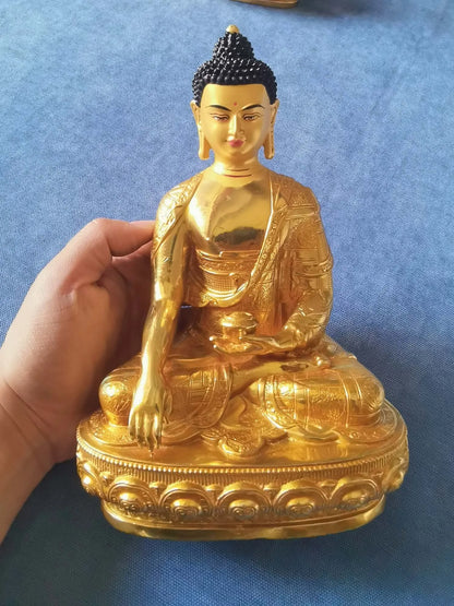 GOOD buddha Sakyamuni Medicine Buddha statue Buddhism Tibet temple HOME gilded copper Buddha statue bless safe health good luck
