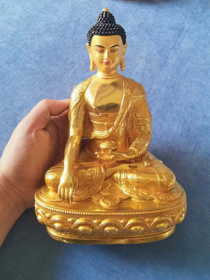 GOOD buddha Sakyamuni Medicine Buddha statue Buddhism Tibet temple HOME gilded copper Buddha statue bless safe health good luck