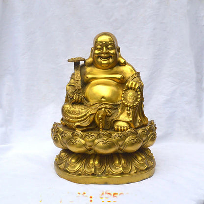 GOOD buddha company hall decoration thriving business Money Drawing Good luck Gold Maitreya Buddha brass FENG SHUI statue
