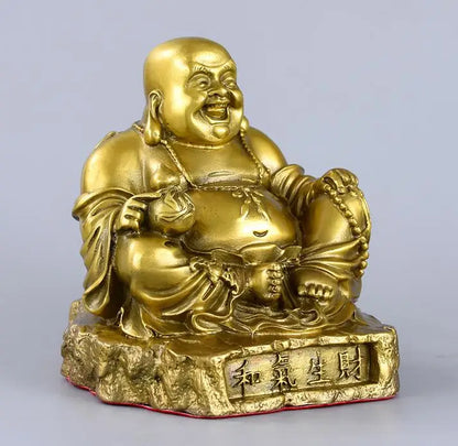 GOOD buddha company home decoration thriving business Money Drawing Good luck Gold Maitreya Buddha brass FENG SHUI statue