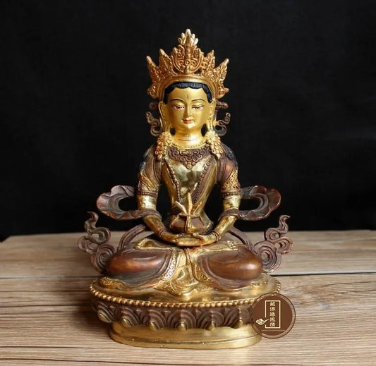 GOOD collection # HOME # OFFICE House Protection Talisman Tibetan Buddhism gilding brass Amitayus statue Decoration