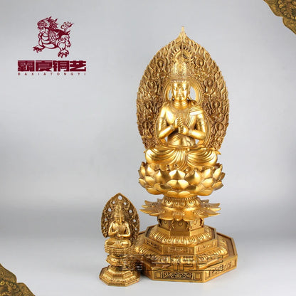 GOOD figure of Buddha -temple Porch lobby Talisman Protection # Bless safety RULAI Buddha statue 71CM