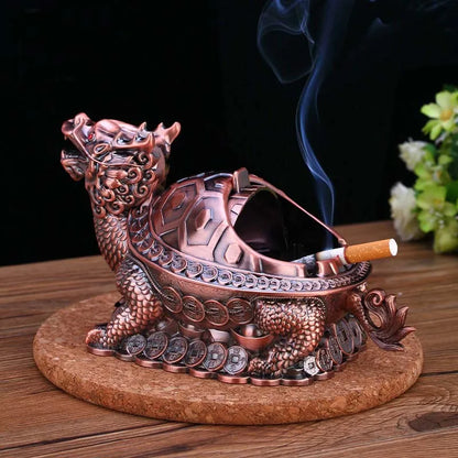 GOOD gift Southeast Asia Good luck Dragon turtle ashtray statue mascot HOME office shop BAR CLUB Decoration bring wealth fortune