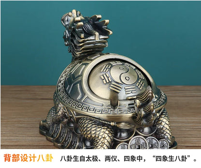 GOOD gift Southeast Asia Good luck Dragon turtle ashtray statue mascot HOME office shop BAR CLUB Decoration bring wealth fortune