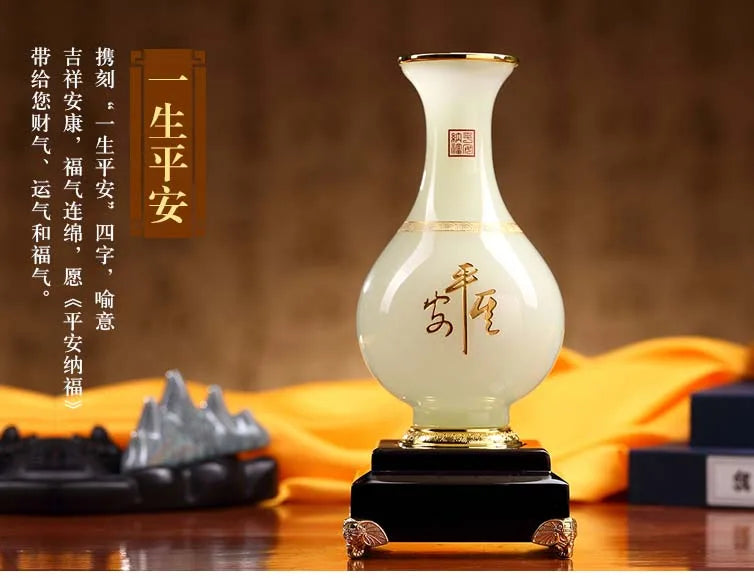 GOOD gift home office business FENG SHUI Talisman Protection Auspicious Lucky Safe jade bottle Sculpture statue