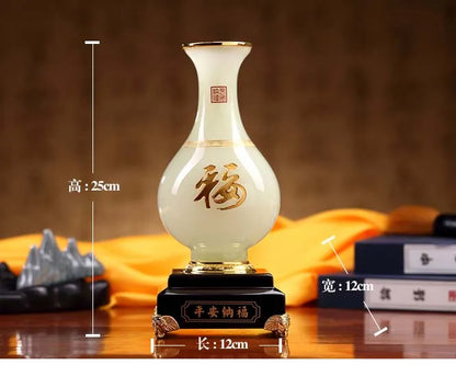 GOOD gift home office business FENG SHUI Talisman Protection Auspicious Lucky Safe jade bottle Sculpture statue