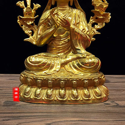 GOOD --large # Buddhist Buddhism efficacious Protection Tibet Nepal Gold-plated brass gold Master Kaba Buddha statue-A set
