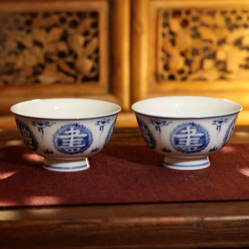 GUANFU (GUANFU) Guanfu Museum Blue and White Six Arts Pair Bowl Cultural Relics Cultural Creation Derivative Rice Bowl Guanfu Si