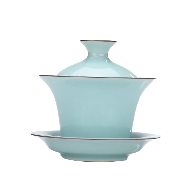 GUANFU (GUANFU) Guanfu Museum Longquan Celadon Sancai Gai Bowl Tea Cup Tea Cup Master Cup Gai Bowl Kung Fu Tea Set Song Yun Tea