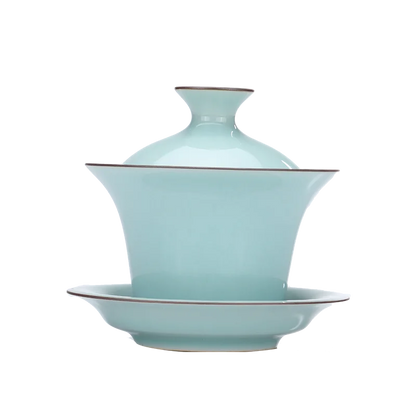 GUANFU (GUANFU) Guanfu Museum Longquan Celadon Sancai Gai Bowl Tea Cup Tea Cup Master Cup Gai Bowl Kung Fu Tea Set Song Yun Tea