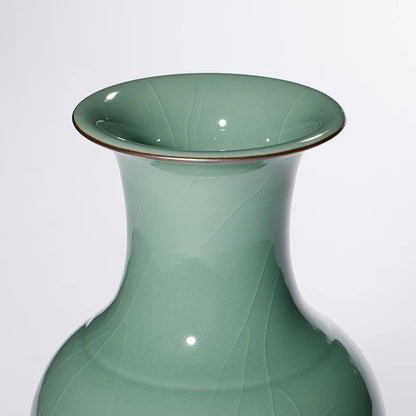 GUANFU Guanfu Museum Recommend Longquan Green Appreciation Han Quan Meizi Green Guanyin Bottle Antique Celadon Hand-made Handmad