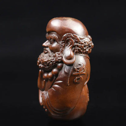GY001 : 8 X 4.5 X 4.3 CM Hand Carved Boxwood Figurine - Damo Monk Man