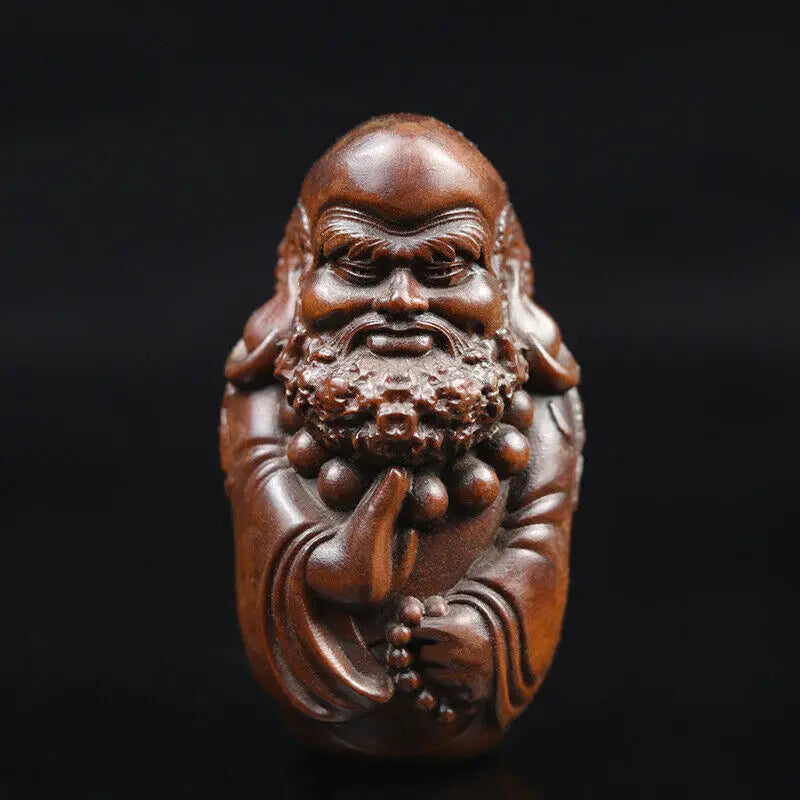 GY001 : 8 X 4.5 X 4.3 CM Hand Carved Boxwood Figurine - Damo Monk Man