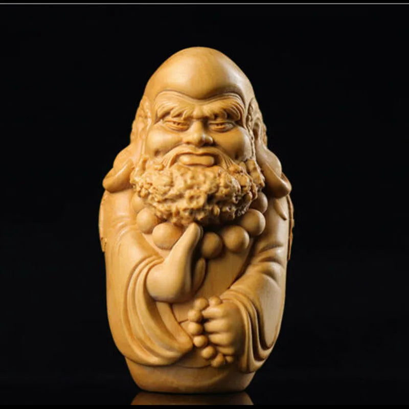 GY001 : 8 X 4.5 X 4.3 CM Hand Carved Boxwood Figurine - Damo Monk Man