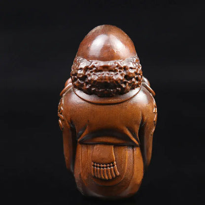 GY001 : 8 X 4.5 X 4.3 CM Hand Carved Boxwood Figurine - Damo Monk Man