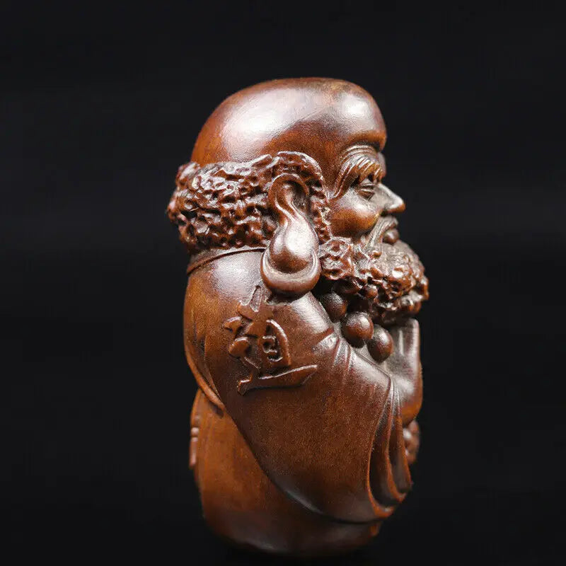 GY001 : 8 X 4.5 X 4.3 CM Hand Carved Boxwood Figurine - Damo Monk Man