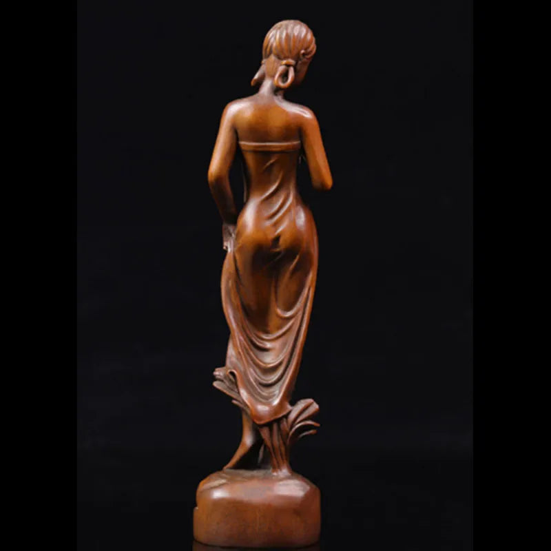 GY002 : 20 * 5 * 4.5 CM Hand Carved Boxwood Figurine - Pretty Girl Lady Woman