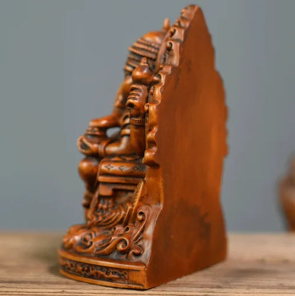 GY033 -11.5 X 9 X7.5 CM Carved Boxwood Figurine Carving  -Thai Elephant Trunk God Sculpture Home Decor