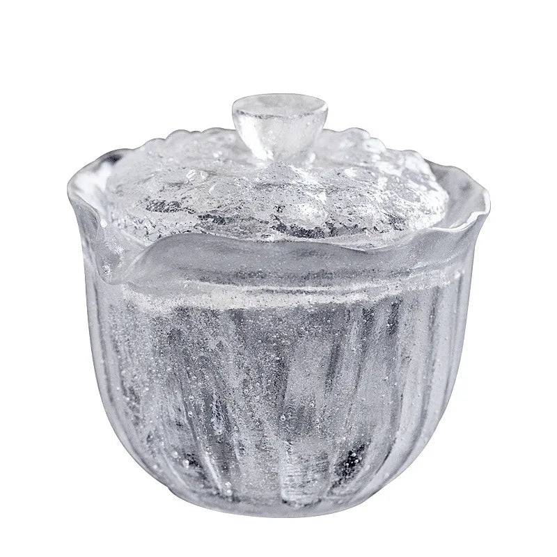 Gaiwan Large Single Glass Ice Lotus Thickened Kung Fu Tea Brewing Bowl Frozen Tea Set
