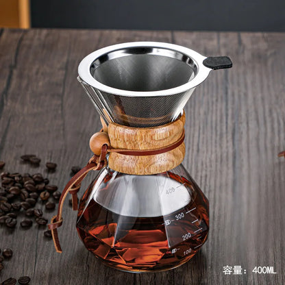 Galss Coffee Pots Coffee Maker Diamond-shaped Hand Brewed Coffee Pot Sharing Pot Glass Drip Pot Coffee Filter Cup Espresso Pot