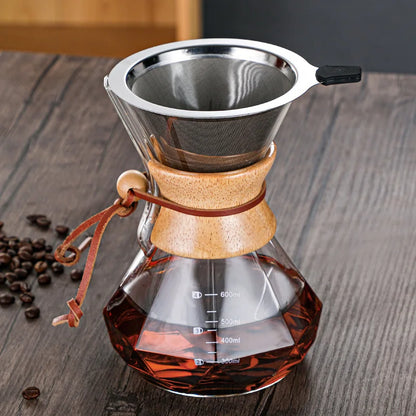 Galss Coffee Pots Coffee Maker Diamond-shaped Hand Brewed Coffee Pot Sharing Pot Glass Drip Pot Coffee Filter Cup Espresso Pot