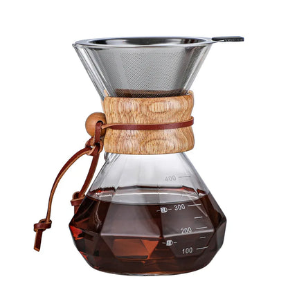 Galss Coffee Pots Coffee Maker Diamond-shaped Hand Brewed Coffee Pot Sharing Pot Glass Drip Pot Coffee Filter Cup Espresso Pot