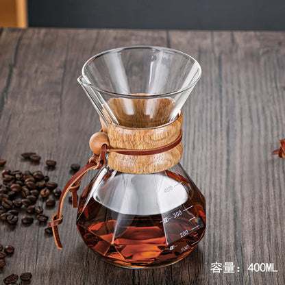 Galss Coffee Pots Coffee Maker Diamond-shaped Hand Brewed Coffee Pot Sharing Pot Glass Drip Pot Coffee Filter Cup Espresso Pot