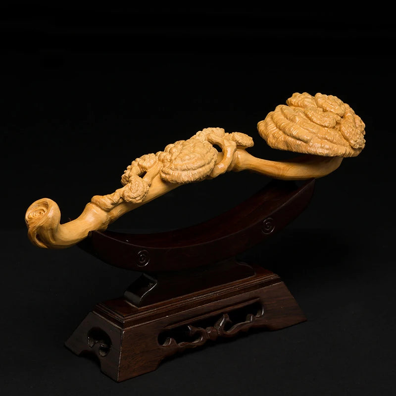 Ganoderma Lucidum Ruyi Boxwood Carving Exquisite Home Decoration Decoration Pieces Pure Handmade Carving Crafts Gifts