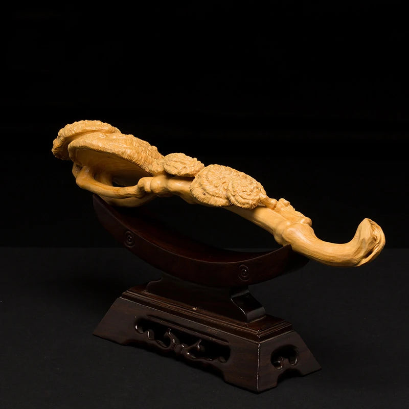 Ganoderma Lucidum Ruyi Boxwood Carving Exquisite Home Decoration Decoration Pieces Pure Handmade Carving Crafts Gifts
