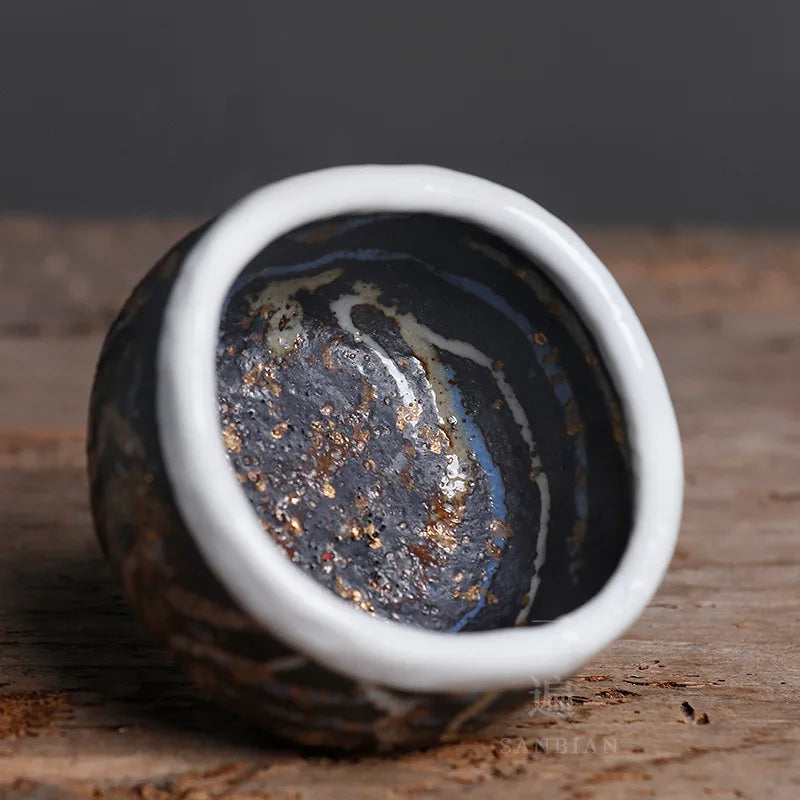 Gaoyue Hand-Pinching Rock Mine Tea Cup Zhiye Cup Taiwan Old Rock Clay Firewood Master Single Cup Tea Cup