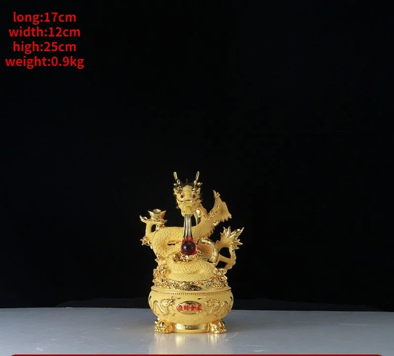 Gathering Wealth Golden Feng Shui Dragon Inviting Wealth Ornaments Office Desktop Decora Opening Gift Sculptures