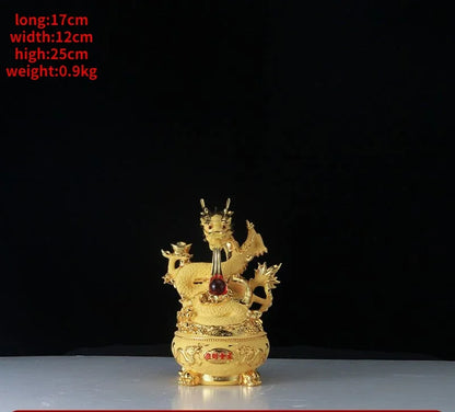 Gathering Wealth Golden Feng Shui Dragon Inviting Wealth Ornaments Office Desktop Decora Opening Gift Sculptures