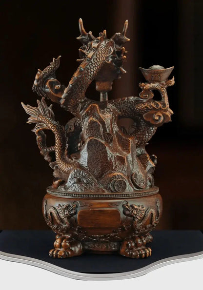 Gathering Wealth Golden Feng Shui Dragon Inviting Wealth Ornaments Office Desktop Decora Opening Gift Sculptures