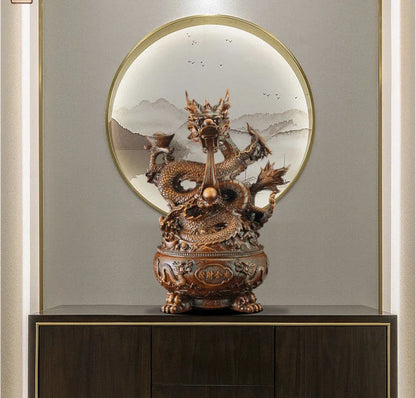 Gathering Wealth Golden Feng Shui Dragon Inviting Wealth Ornaments Office Desktop Decora Opening Gift Sculptures