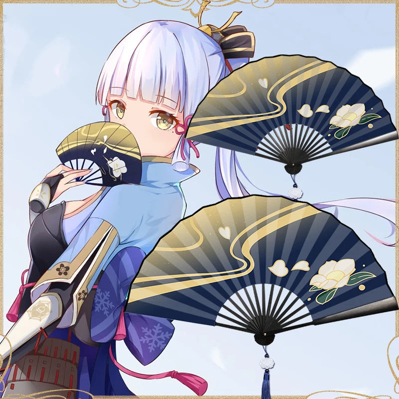 Genshin game anime character folding fan High Quality Printed  cloth Hand Fan home outdoor decoration fan 10.41 in -12.97 in